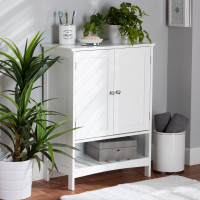 Baxton Studio SR203101-White-Cabinet Baxton Studio Jaela Modern and Contemporary White Finished Wood 2-Door Bathroom Storage Cabinet